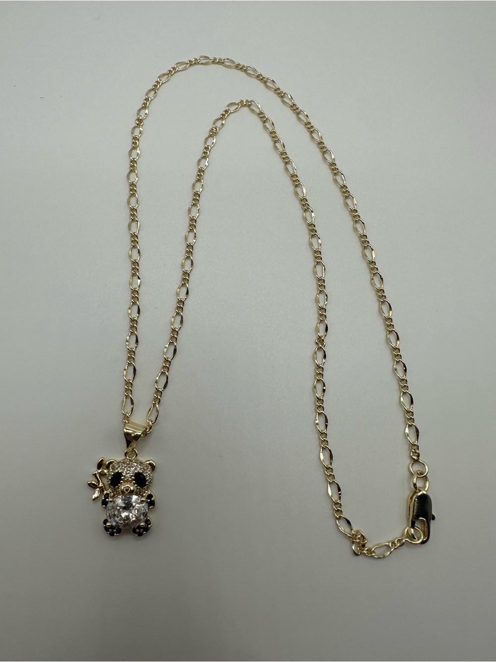 Gold Filled CZ Panda Pendant Necklace